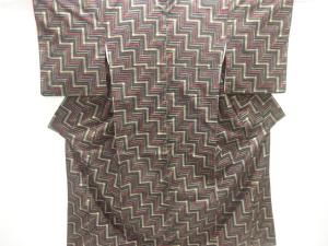 抽象模様織り出し手織り紬着物